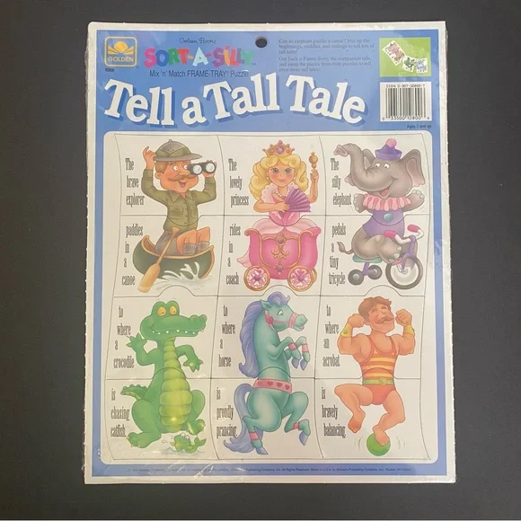GoldenTell a Tall Tale Sort-a-Silly Frame-Tray Puzzle SEALED Kids Toys Vintage - Picture 1 of 1